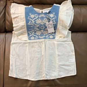 NWT- THML Embroidered Ruffle Tank